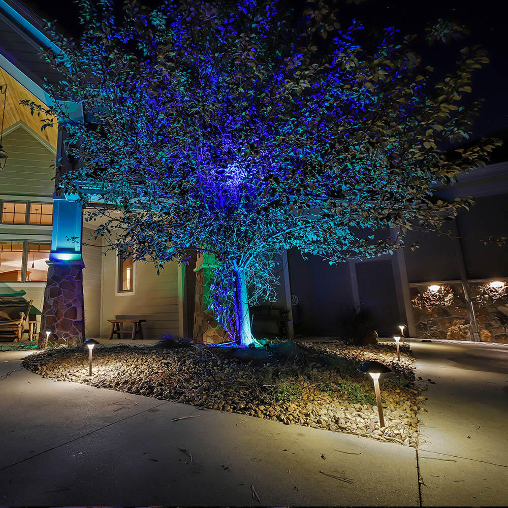 Puck Colored LED Landscape Light with Spike