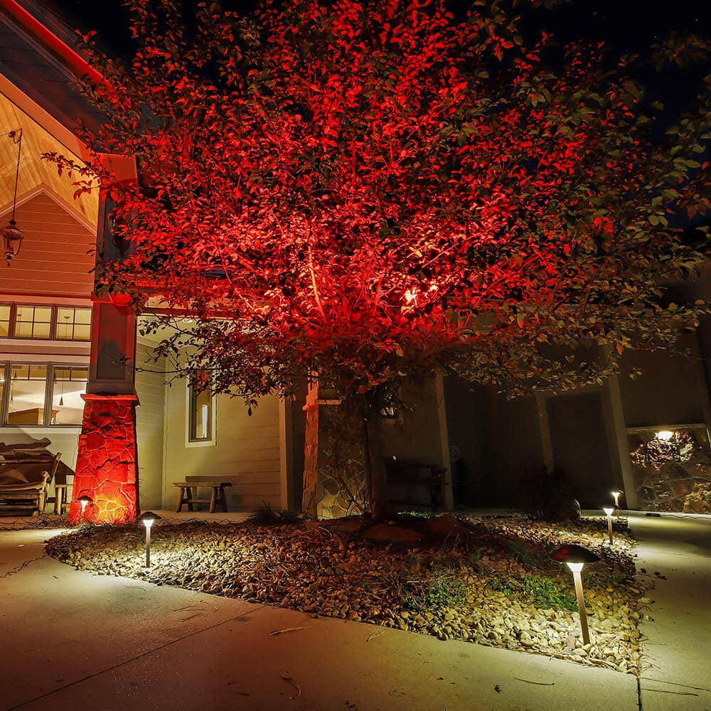 Puck Colored LED Landscape Light with Spike