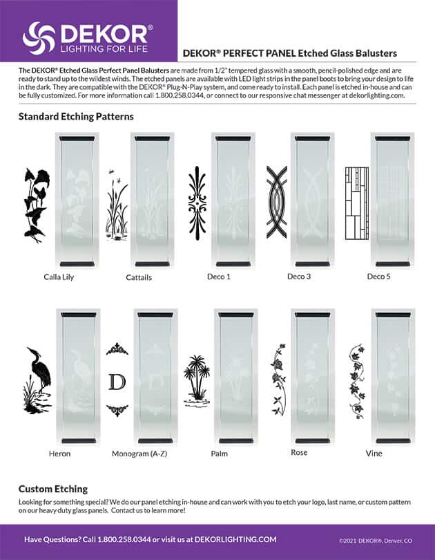 Perfect Panel Etched Glass Balusters