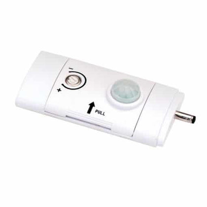 White In-Line Motion Activated Light Controller with Photocell for LED Under Cabinet Lights