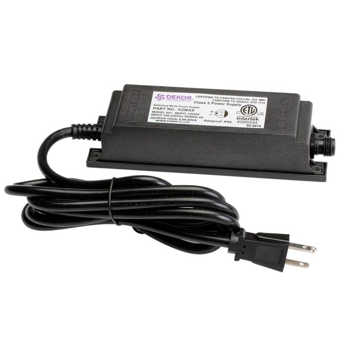 12V 5 Amp Waterproof Power Supply, 60W Class 2 LED Driver