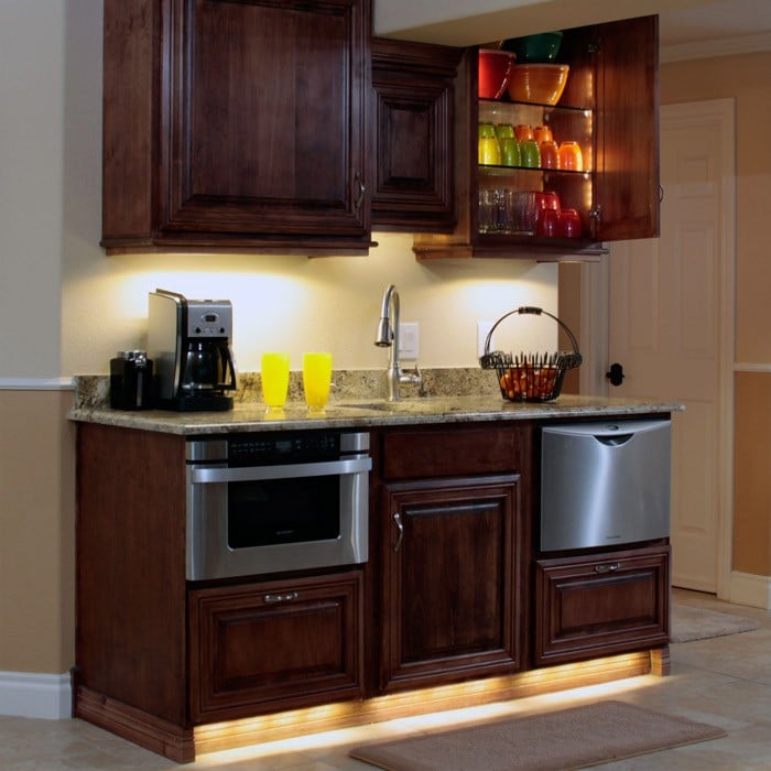 DEKOR® NOSEEEM Strip Lights installed under kitchen cabinets