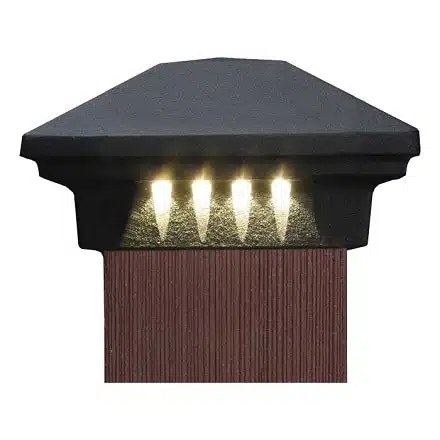 Pyramid Post Cap with LED Lights 4 9 16 Rondi Lighted 4 Sides Premium Pearl Shore Nexgen LEDs