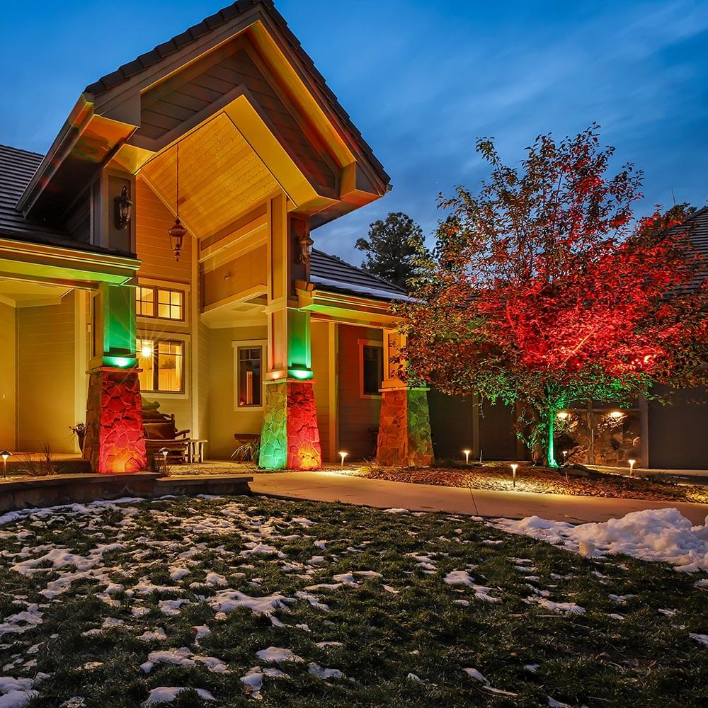 A home outfitted with DEKOR® colored LED puck lights.