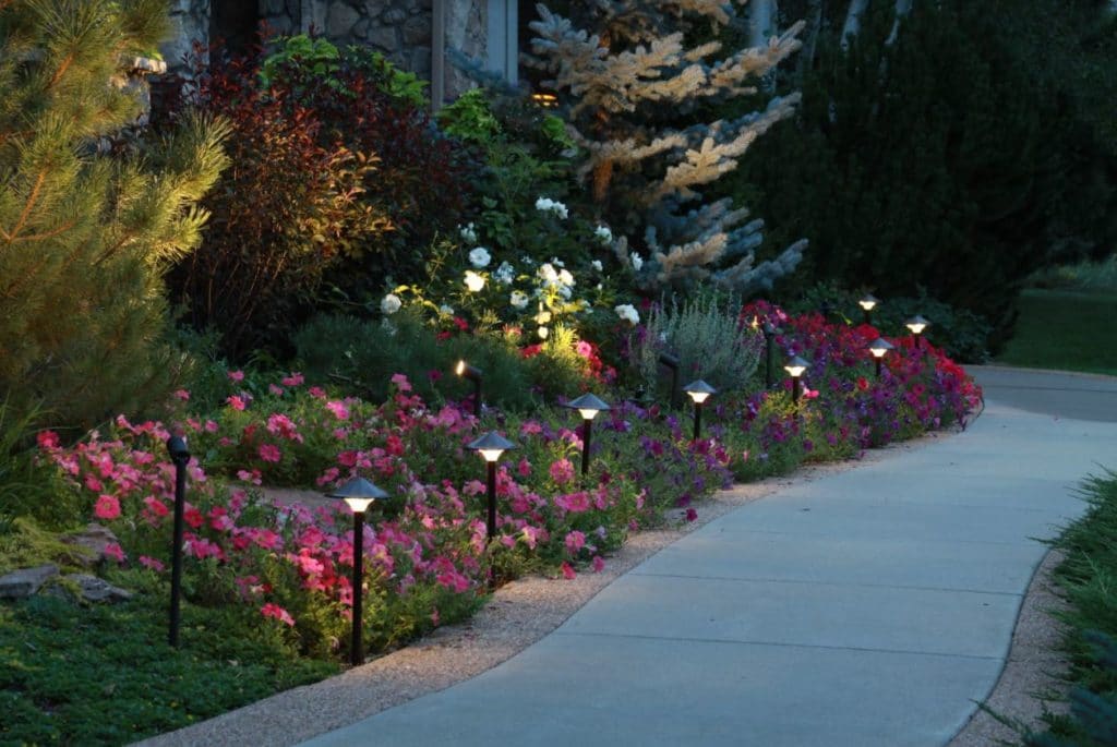 Pathway illuminated by Empress LED Pathway Lights from DEKOR® 